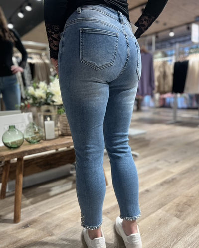 Jeans stretch 7/8 m perler