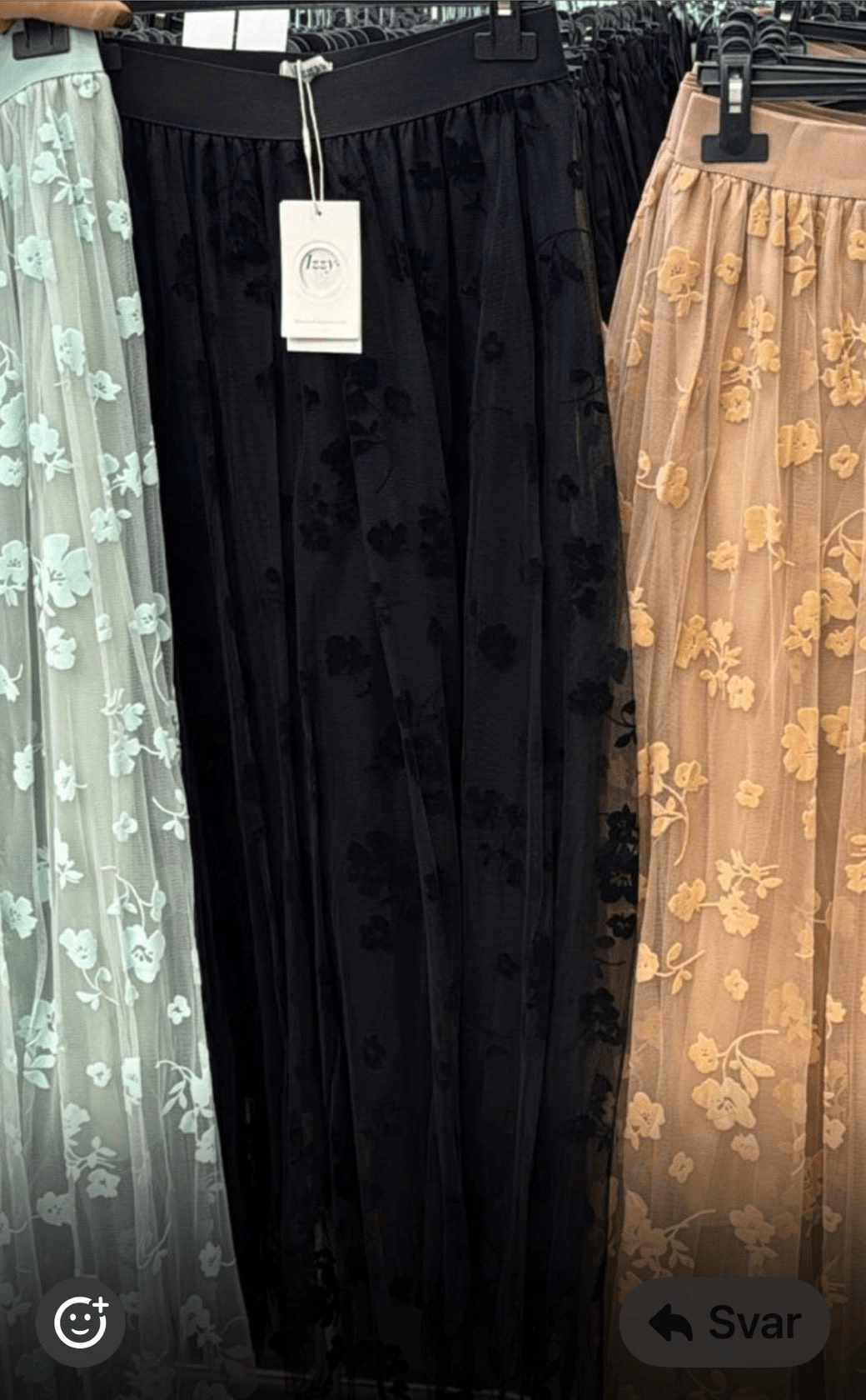 Tyll skjørt m strikk og burnout blomst