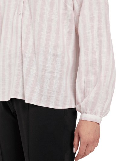 Bluse m striper i lin mix