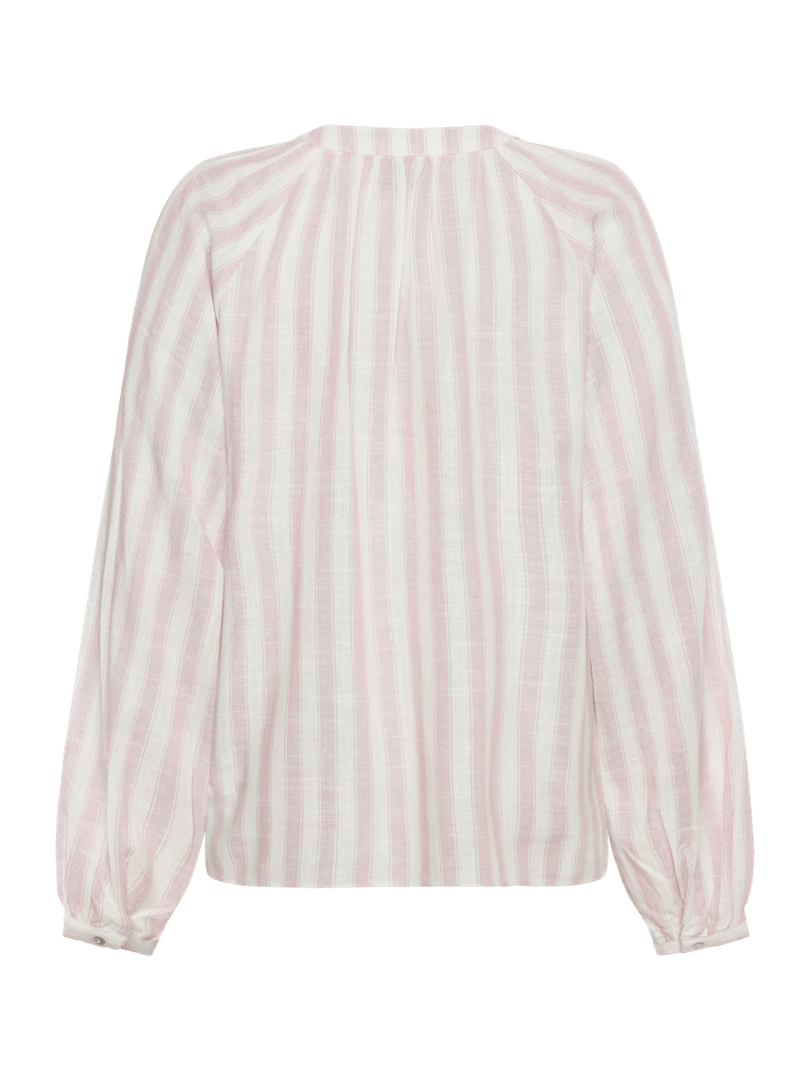 Bluse m striper i lin mix