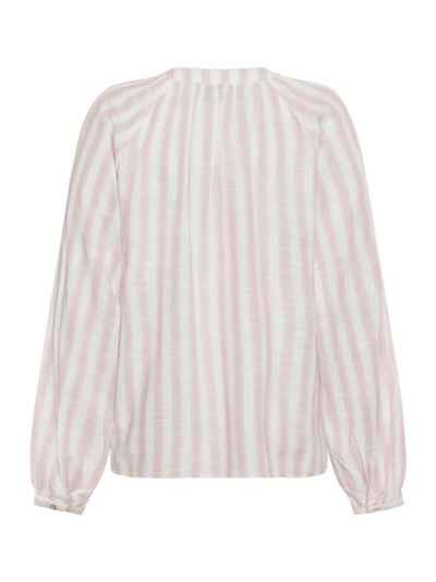 Bluse m striper i lin mix