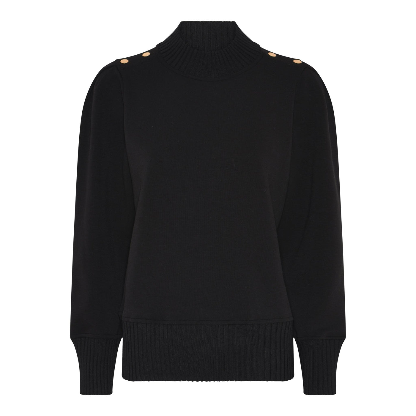 Jumper m høy hals og knappe detaljer