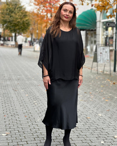 Silke/viskose 2 lags bluse