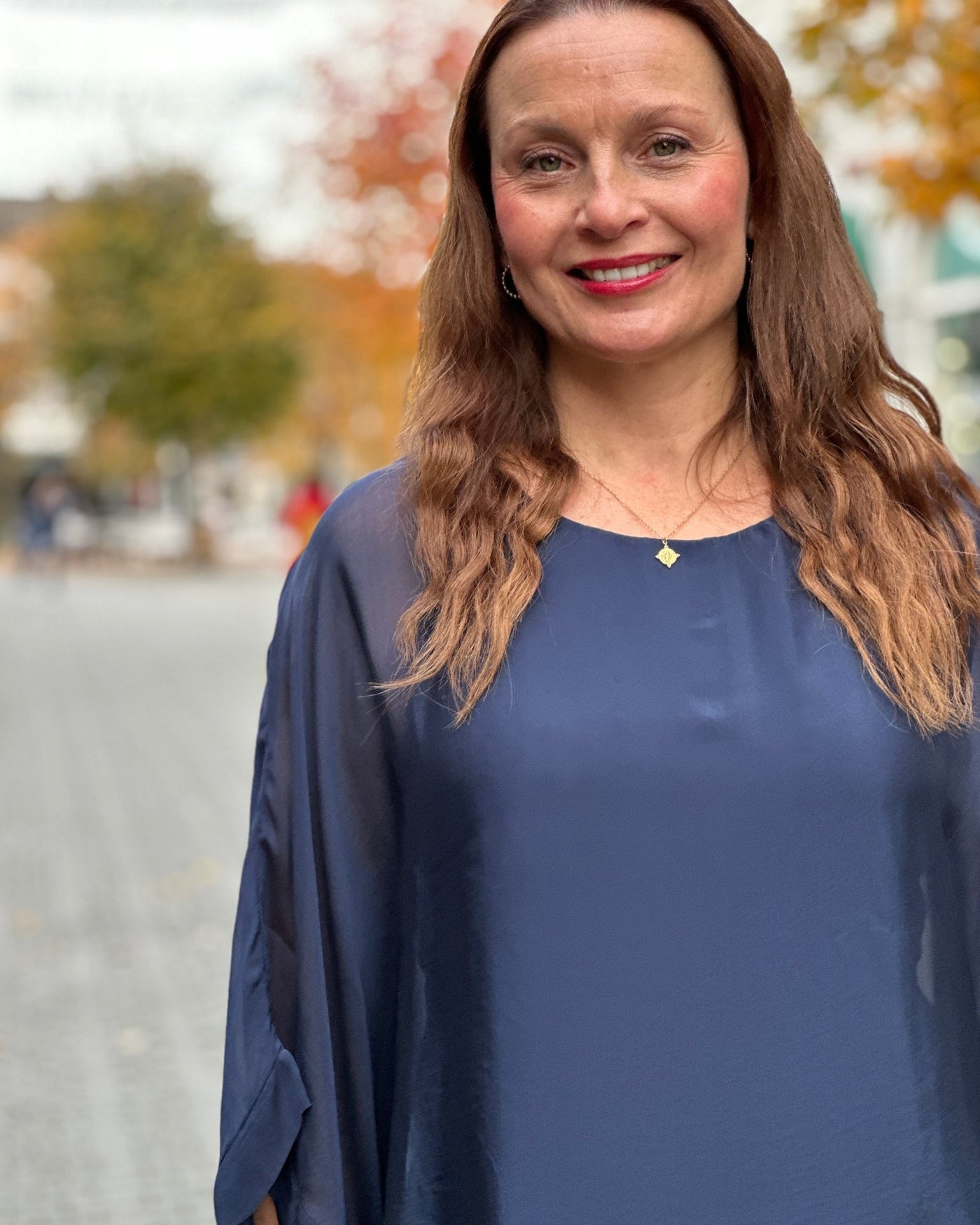 Silke/viskose 2 lags bluse