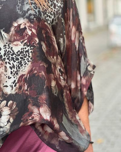 Silke/viskose 2 lags bluse print