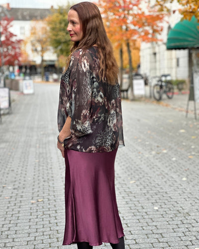 Silke/viskose 2 lags bluse print