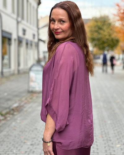 Silke/viskose 2 lags bluse