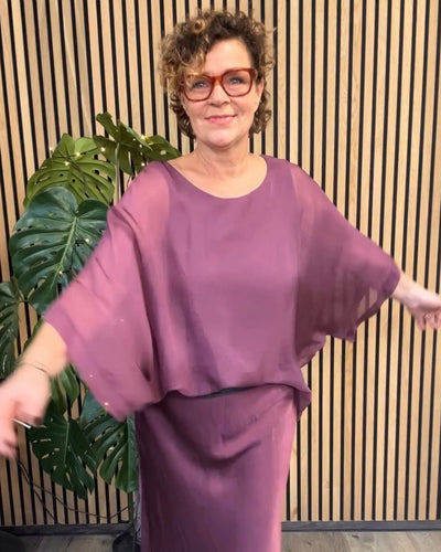 Silke/viskose 2 lags bluse