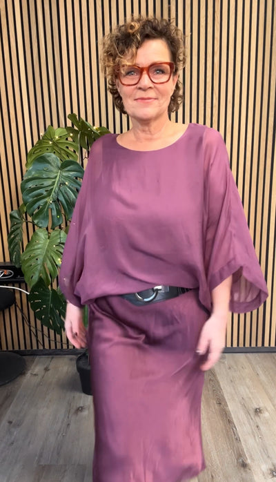 Silke/viskose 2 lags bluse