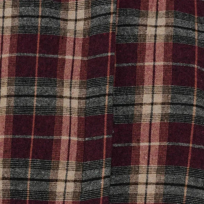 Rutemønster i burgunder, grått og beige på Mdcorlanda skjorte.