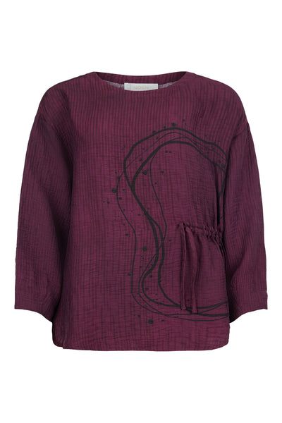 Bluse m/knyting i siden