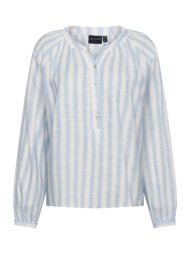 Bluse m striper i lin mix