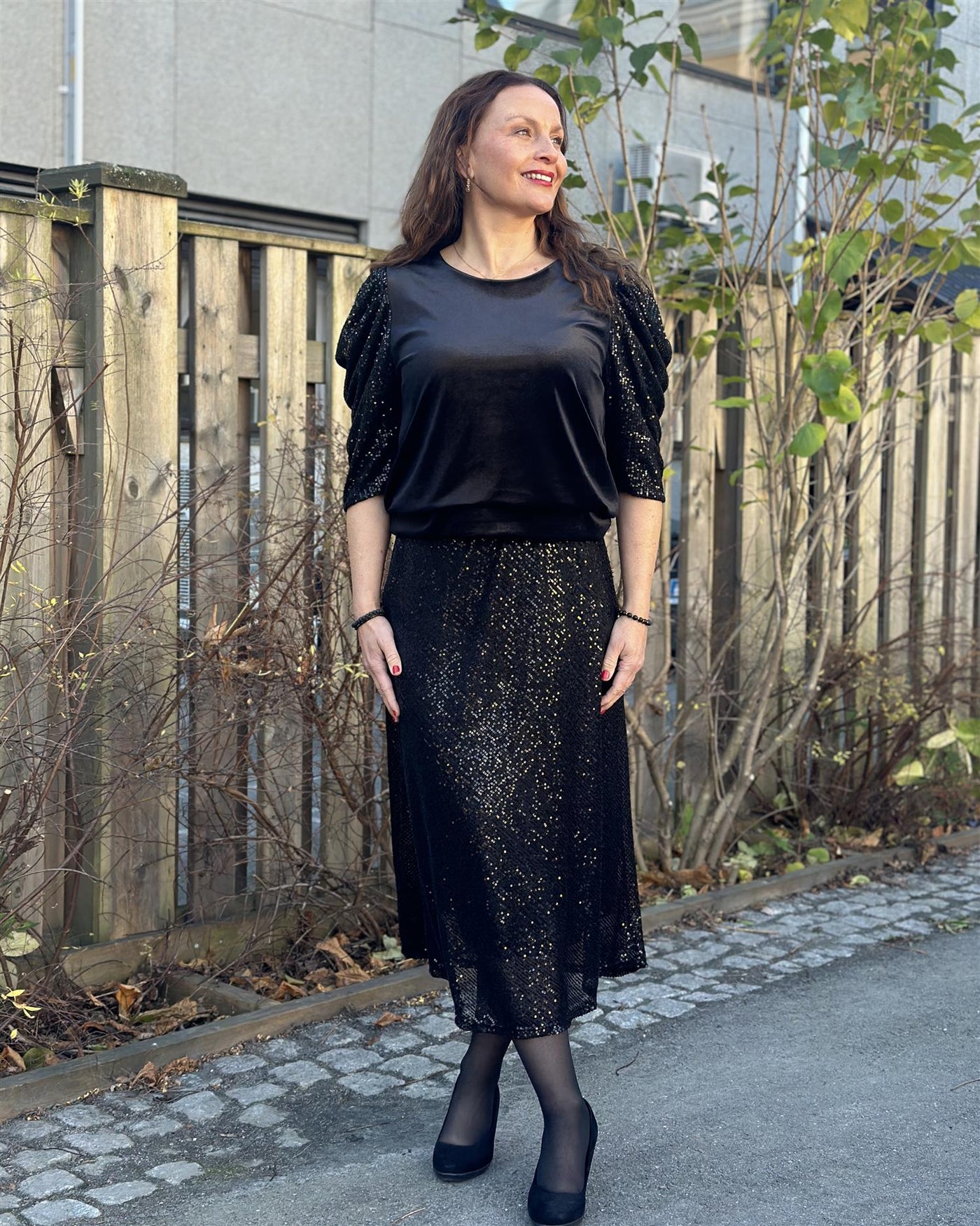 Paljett skjørt biascut