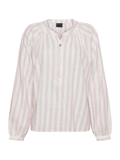 Bluse m striper i lin mix