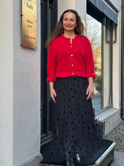 Tyll skjørt m strikk m hjerte