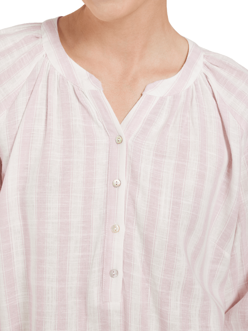 Bluse m striper i lin mix