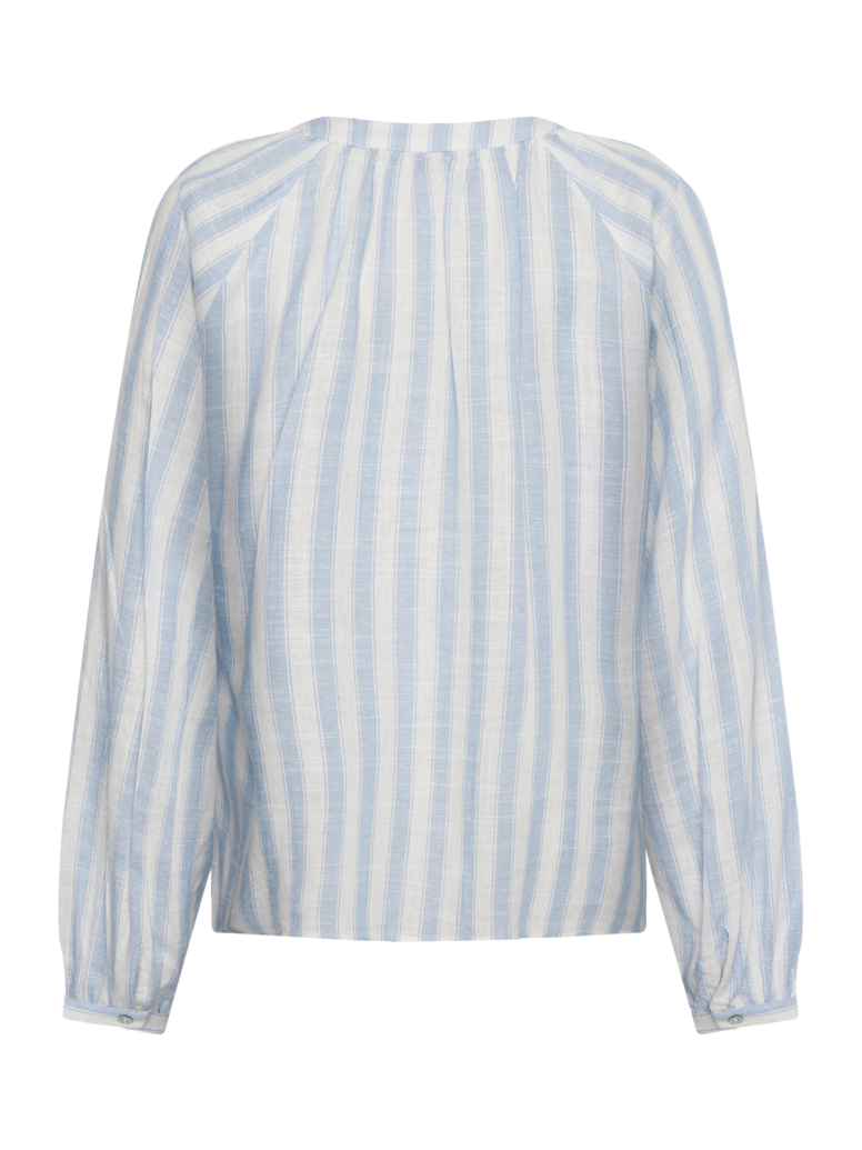 Bluse m striper i lin mix