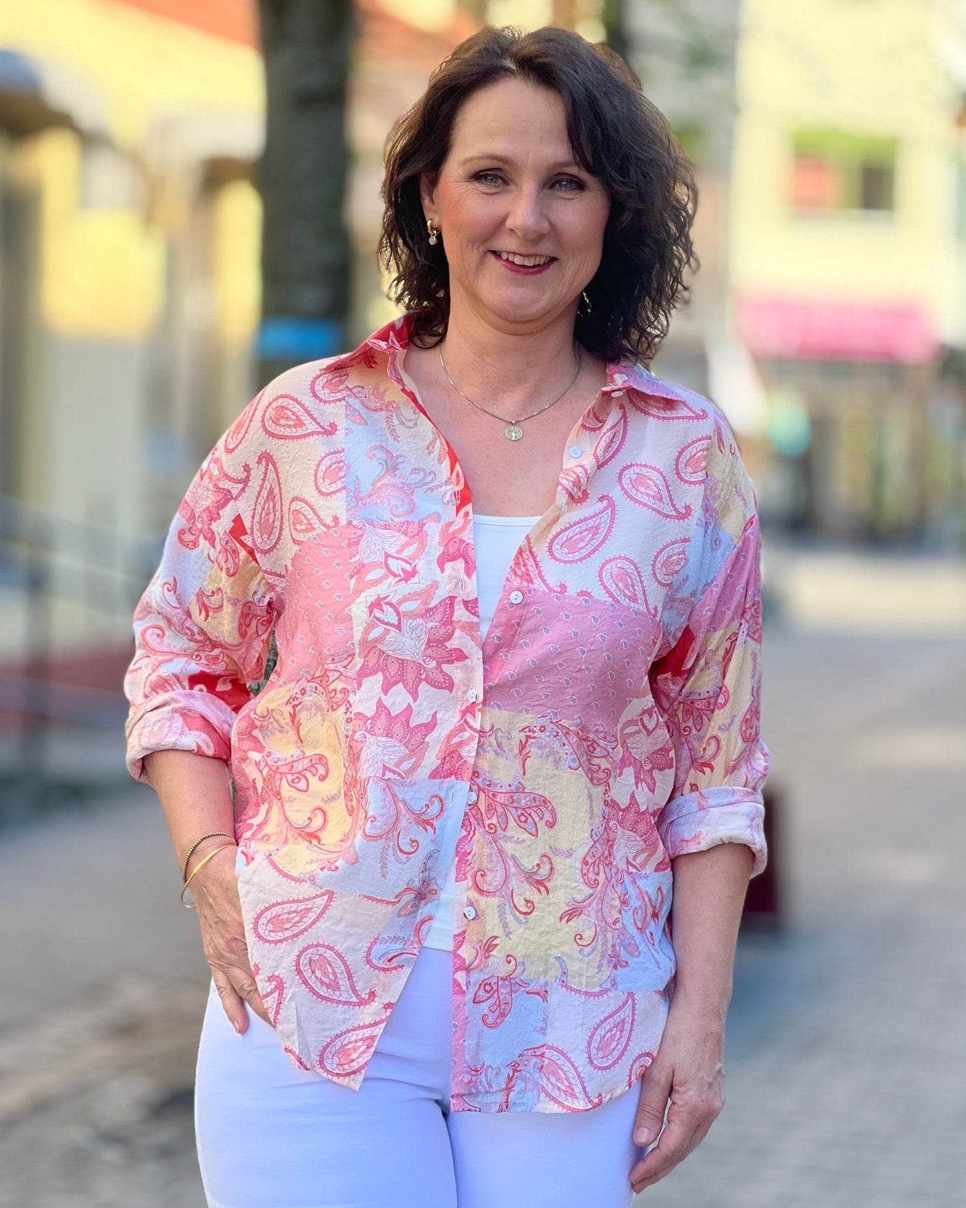 Bluse m print viskose