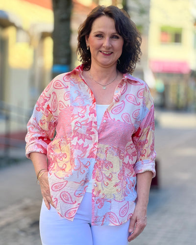 Bluse m print viskose