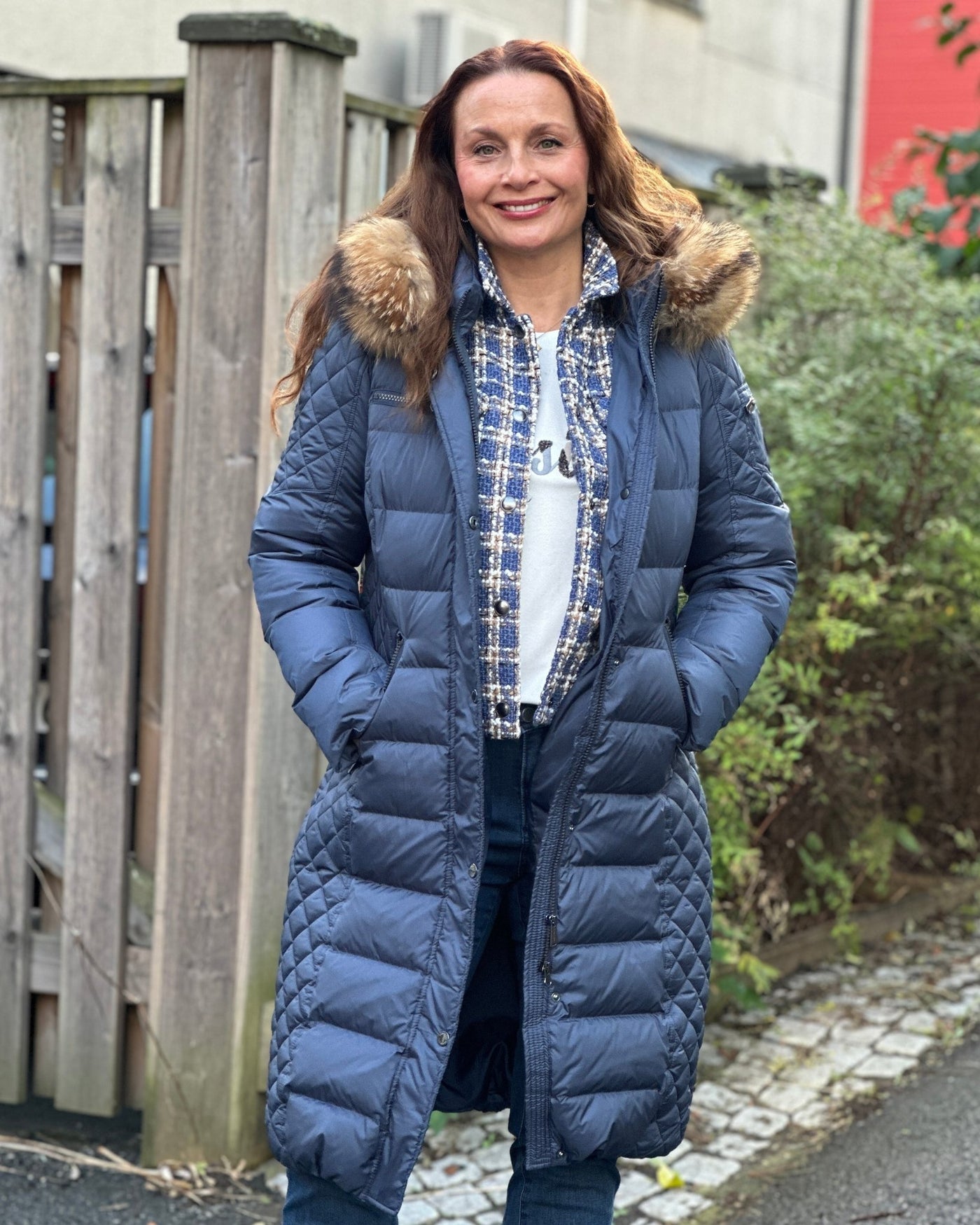 Lang Dunkåpe m/pels