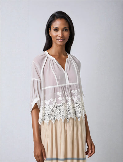 Bluse m/broderi