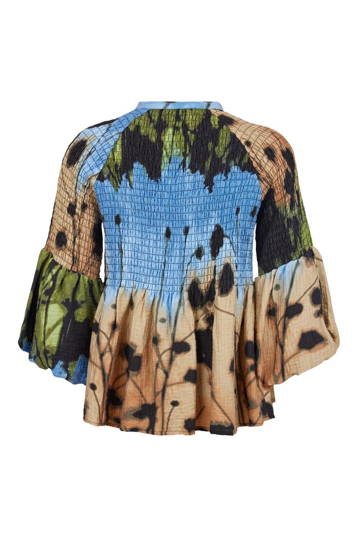 Bluse m smock og print