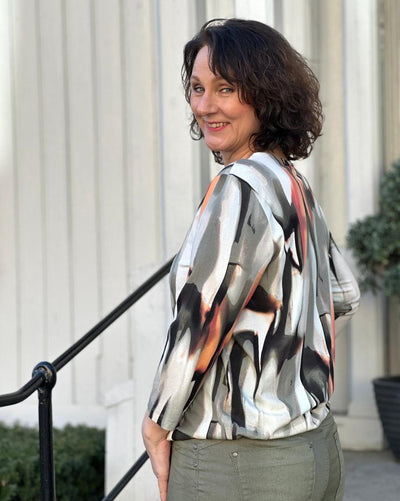 Bluse m print og 3/4 erm-Bluser og skjorter-Signature