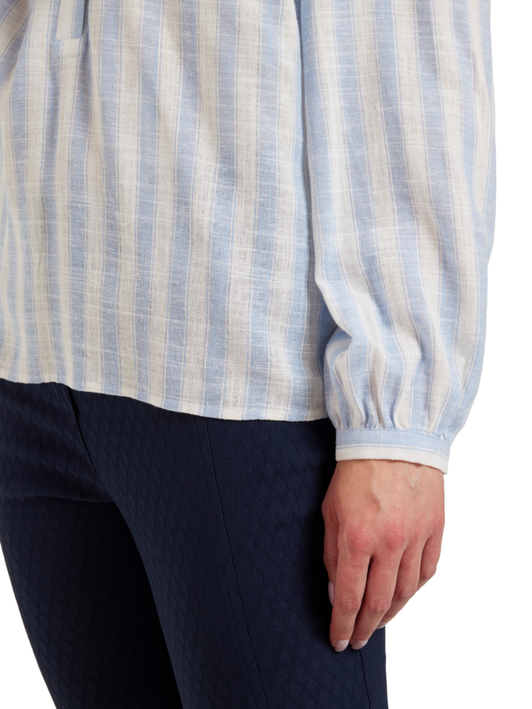 Bluse m striper i lin mix
