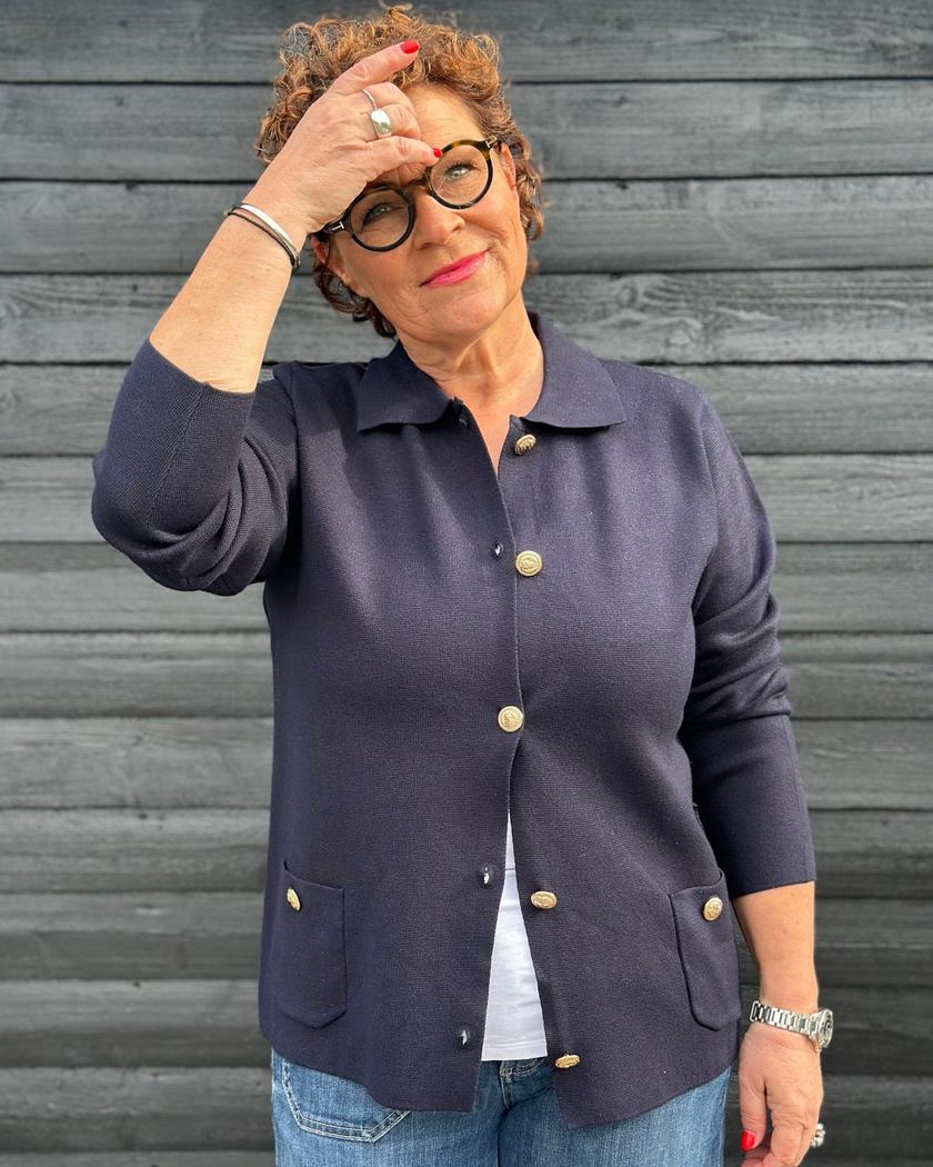Cardigan m/gull knapper-Cardigans-Micha