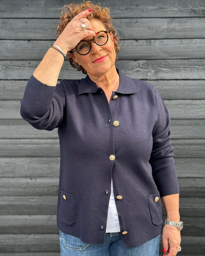 Cardigan m/gull knapper-Cardigans-Micha