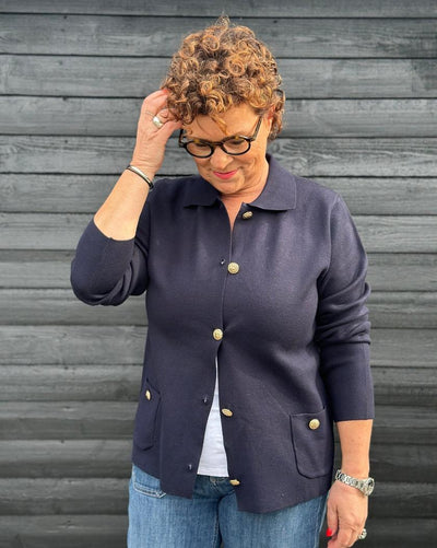 Cardigan m/gull knapper-Cardigans-Micha