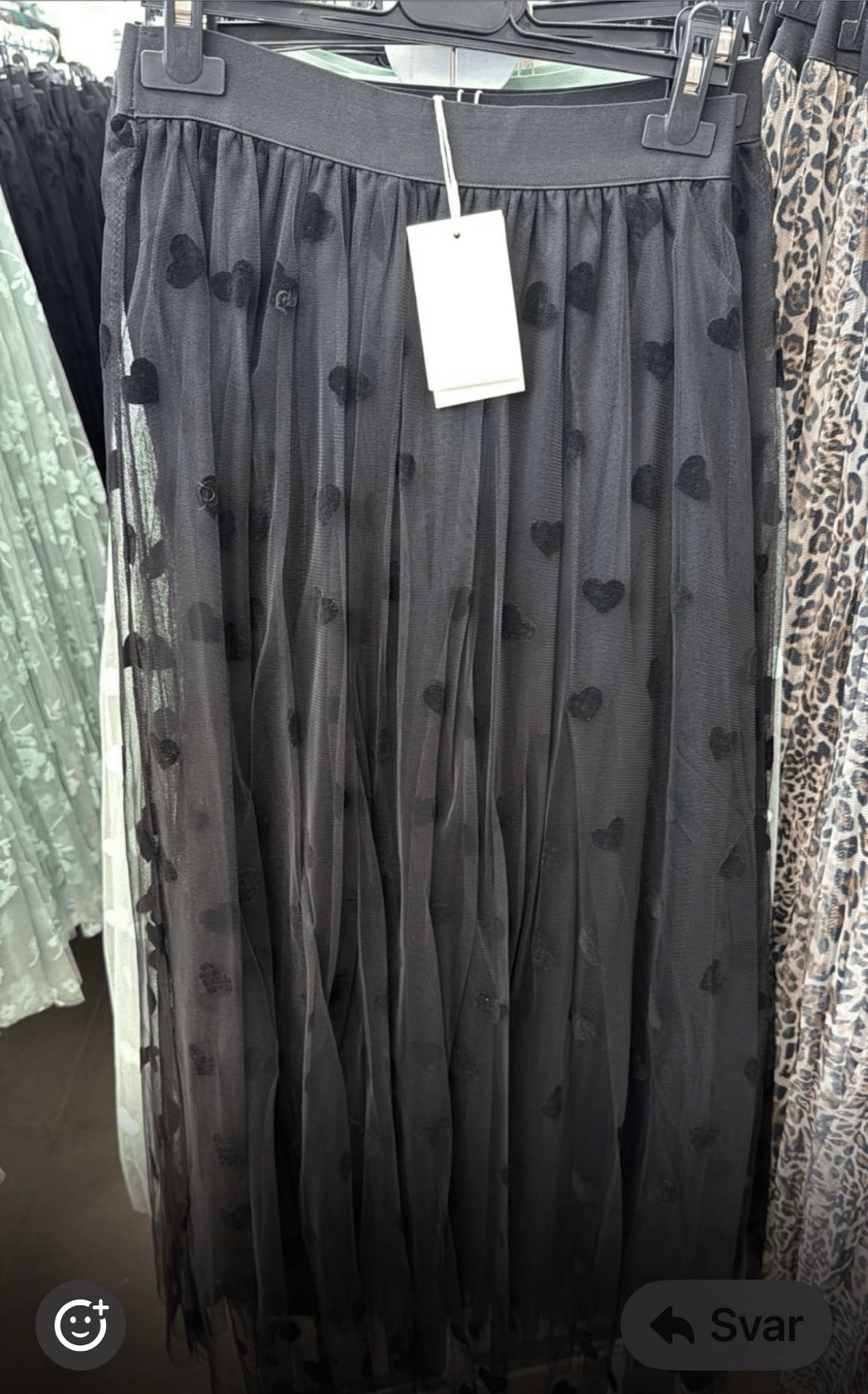 Tyll skjørt m strikk m hjerte