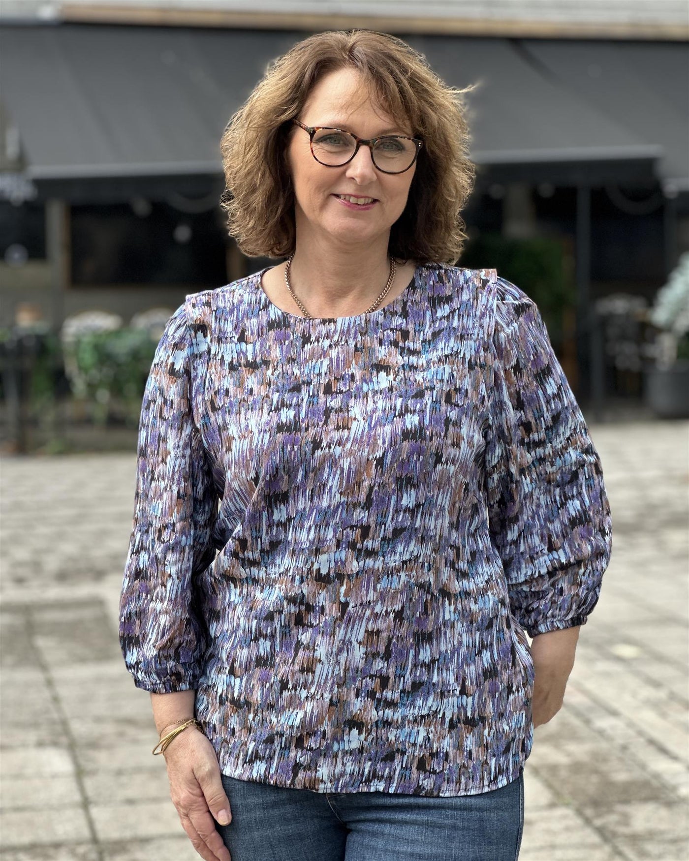 Bluse med 3/4 erme i viskose